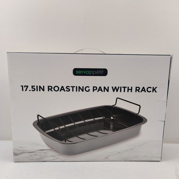 Servappetit 17.5 IN Roasting Pan with Rack Gray - Picture 1 of 6